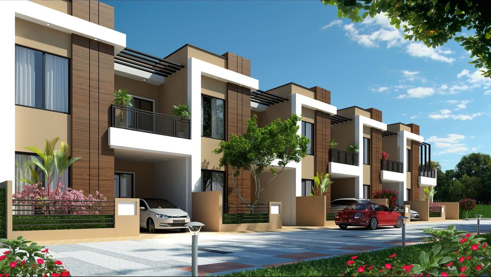 Row houses streetscape – Abhinav City, Raipur